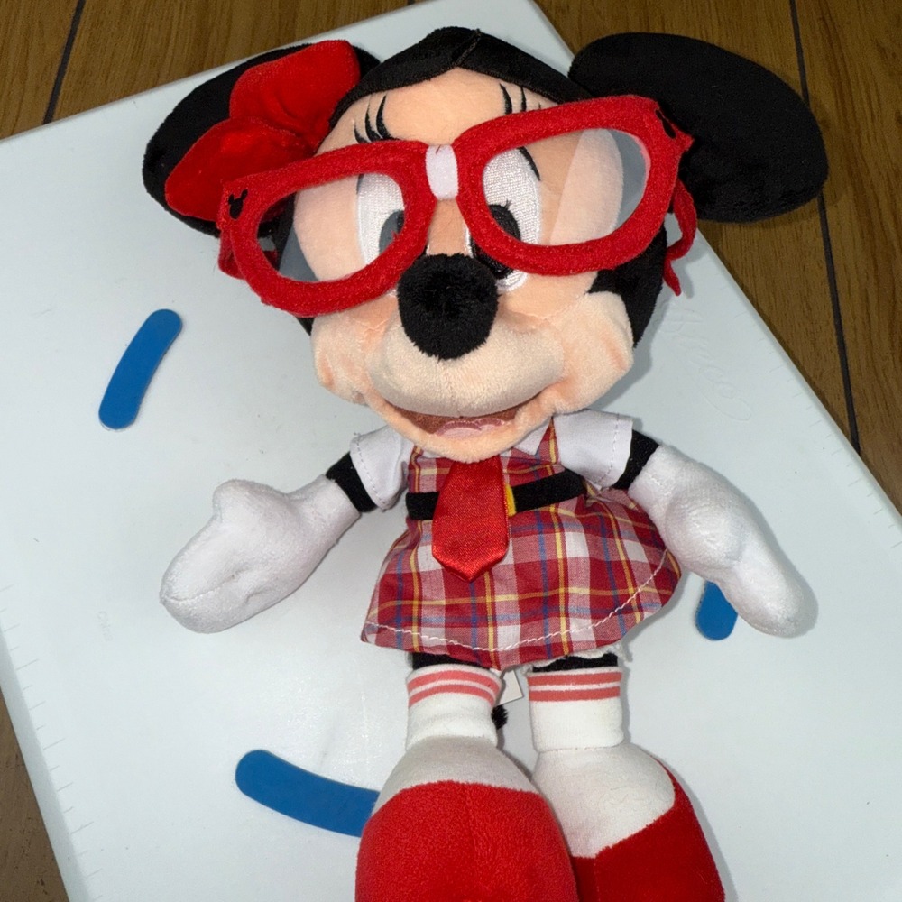 Disney Parks Minnie Mouse Nerd Plush With Glasses Hipster School Girl - Picture 15 of 15